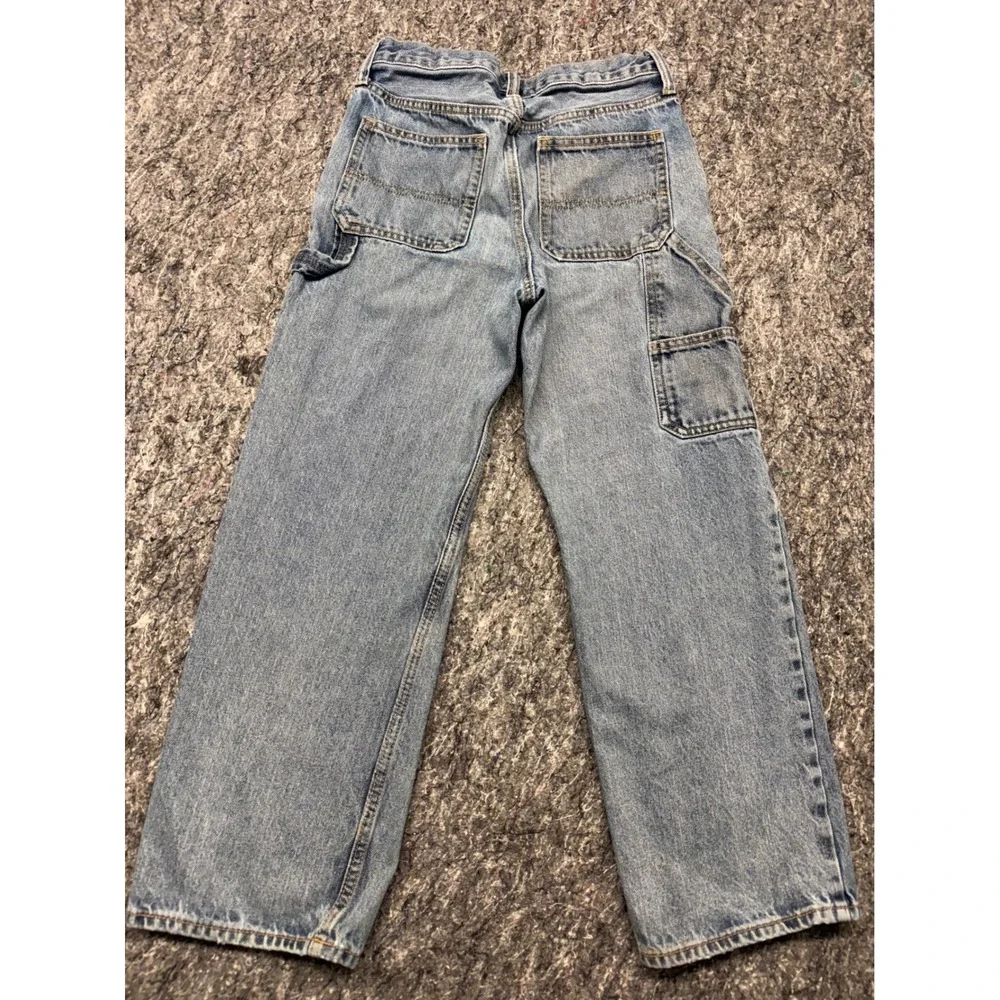 Old Navy Baggy Carpenter Jeans Light Wash Denim Utility Pants Boys Size 12 27x26